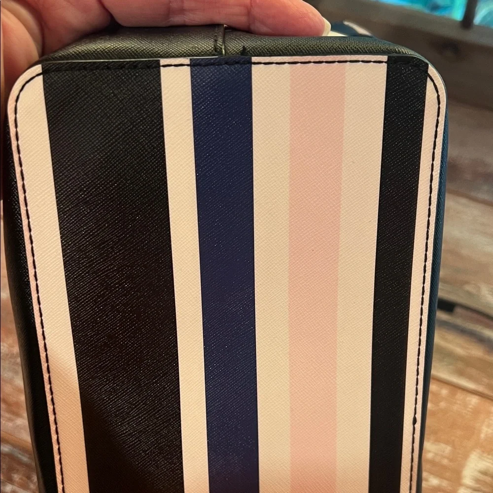 kate spade Navy, Black, White & Light Pink Striped Satchel - Picture 7 of 11